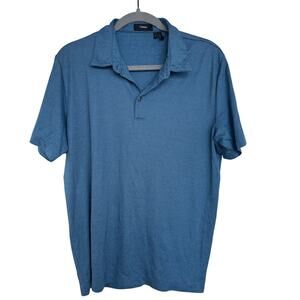 Theory Mens Classic Bron B. Atlas Pique Blue Short Sleeve Polo Shirt, Size L,EUC